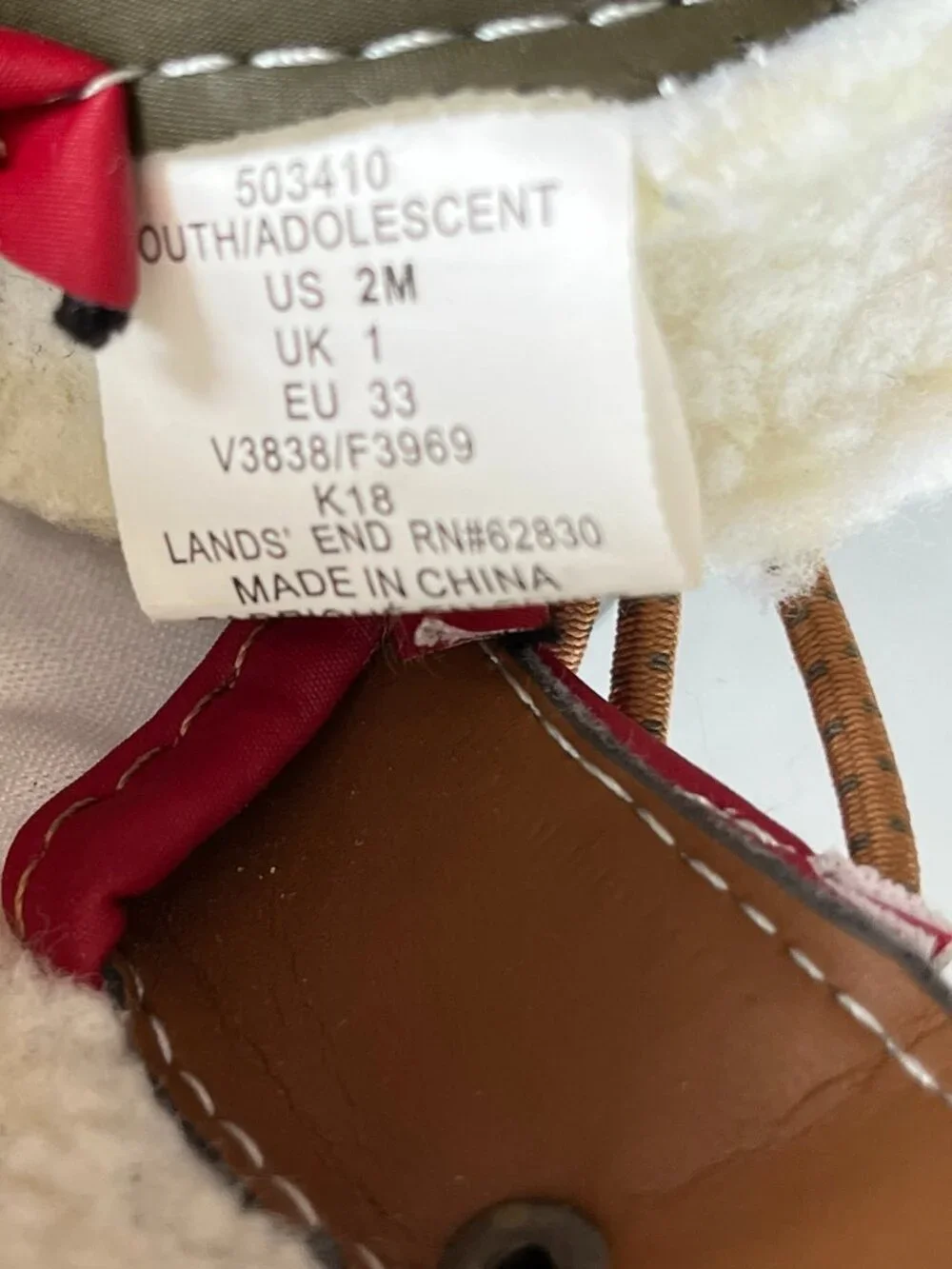 Lands’ End Kids Snow Boots Size 2M Red Olive Brown